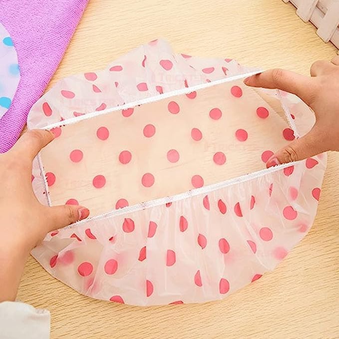 DELILAH Shower Cap Set of 3 for Women, Reusable Waterproof Elastic Eva Free-Size Bathroom Shower Caps - For Homes, Spas, Salons, Hair Treatment, Beauty Parlors (Multicolored and Multi-design) - Image 3