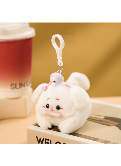 Le Jier With Keychain Bell Pull Rope Wagging Tail Cat Doll Called White Rabbit Plush Toy Gift-Specifications:White Dog [bell With Keychain]