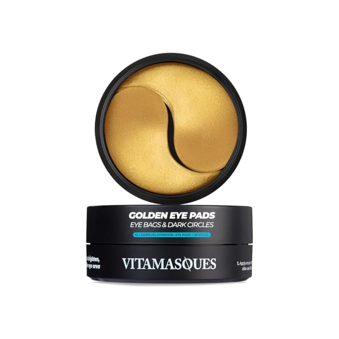 Vitamasques Golden Hydrogel Eye Pads For Puffy Eyes & Dark Circles – Refresh in 15 minutes - Formulated in Korea - 32 Pairs / 64 HydroGel Eye Pads