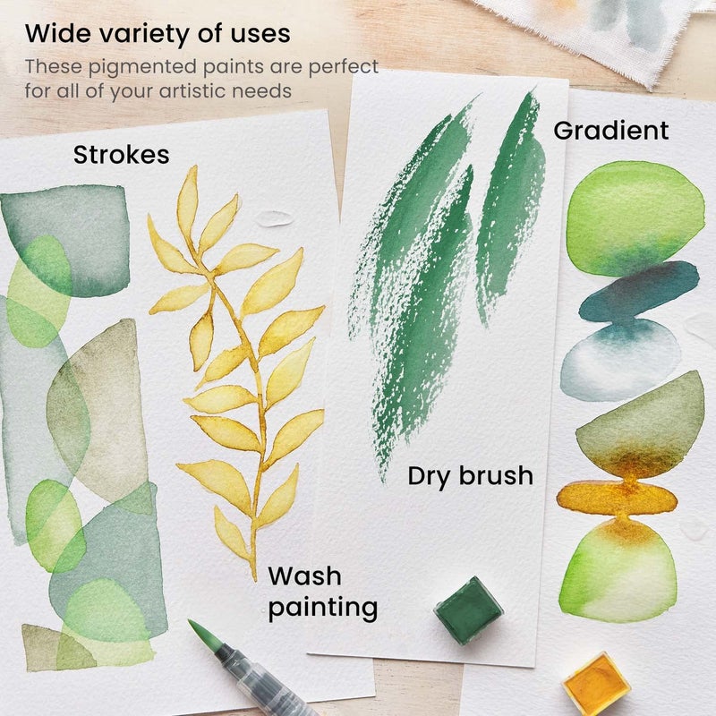 ARTEZA Watercolor Paint Set, 12 Earth Tones Half Pans, Watercolor Set with Brush, Semi Moist Water Colors - Image 5