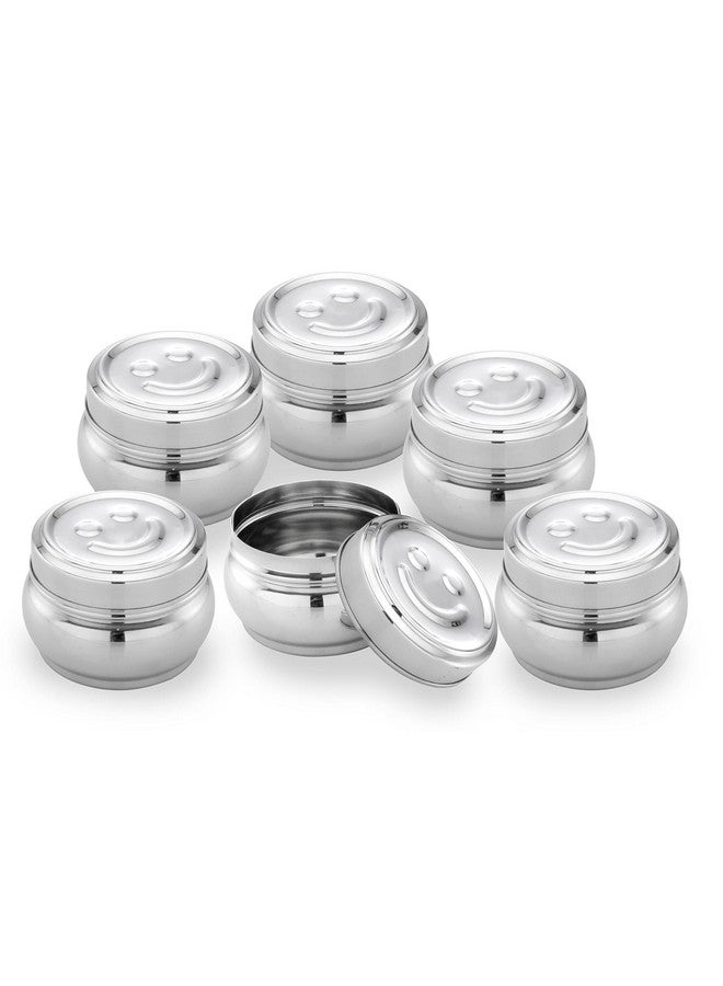 Expresso Stainless Steel Small/Mini Box Dabba/Container/Storage Box, Smiley,Capacity- 230ml Each, Set of 6 - Image 1