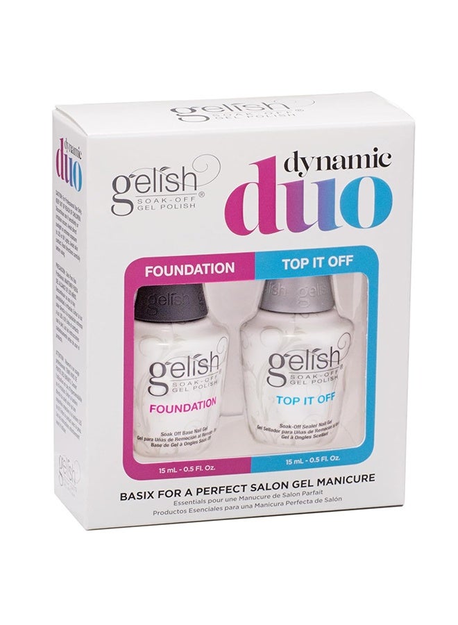 Gelish No Wipe Top Coat Base Coat Soak Off UV LED Drying Long Lasting Shiny Nail Varnish Set - Image 1