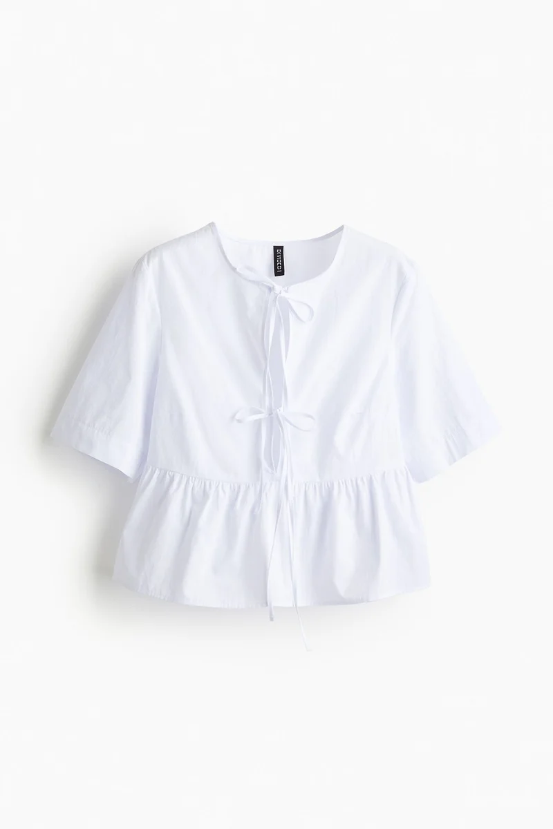 H&M Tie-front poplin blouse