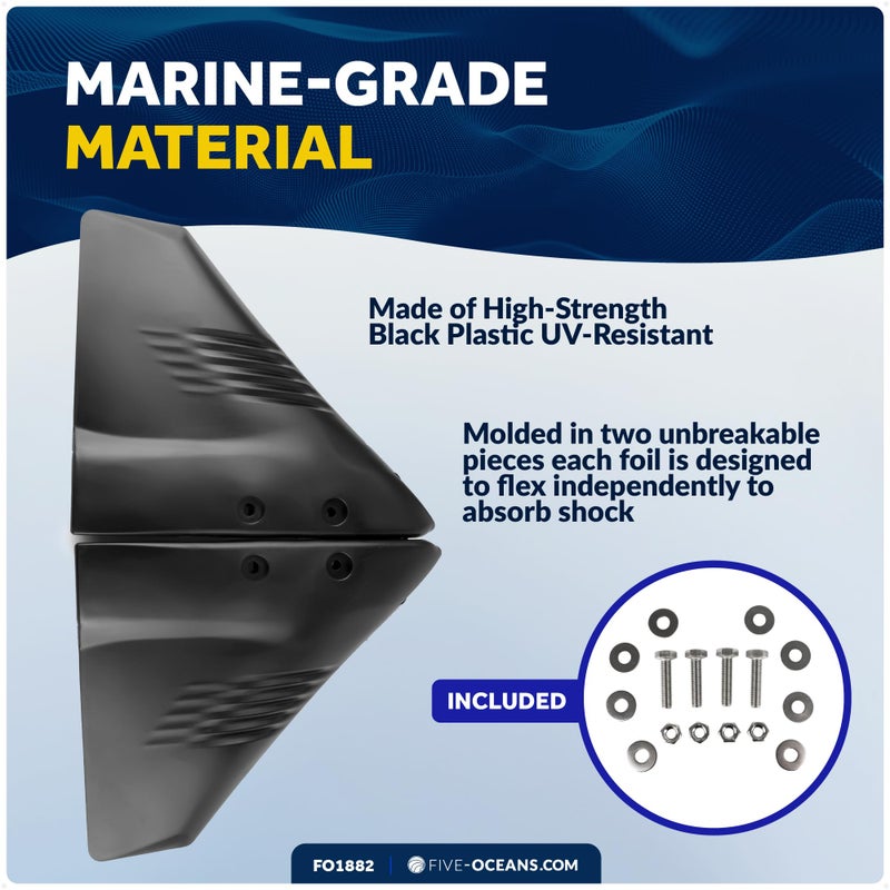 Five Oceans Hydrofoil for Outboard Motor, Hydro-Stabilizer for Outboards and Stern Drive Up to 200HP, Black - FO1882 - Image 4
