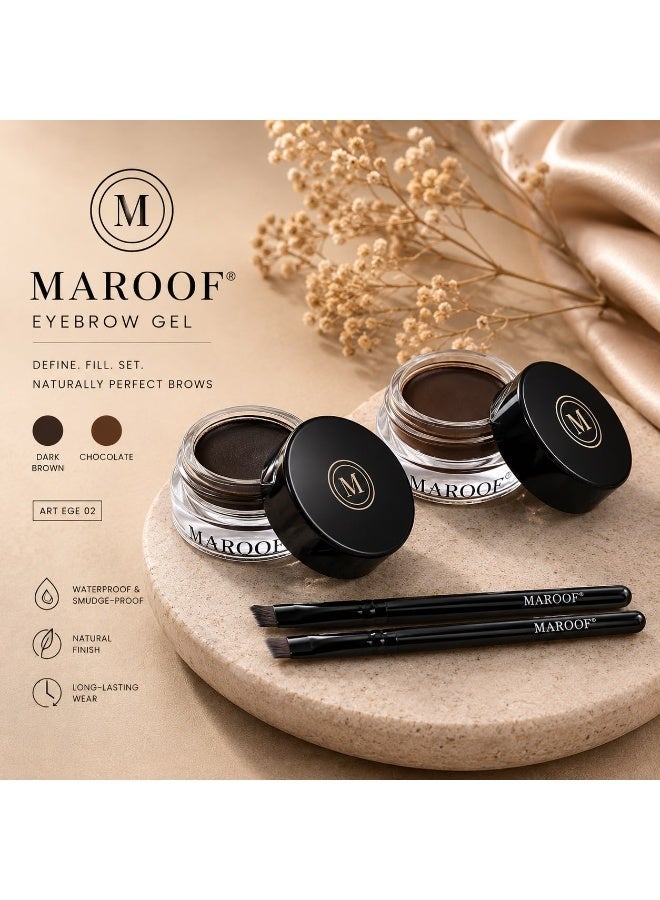 MAROOF Eyebrow Gel Set 2PCS – Dark Brown & Chocolate | Long-Lasting Brow Makeup - Image 1