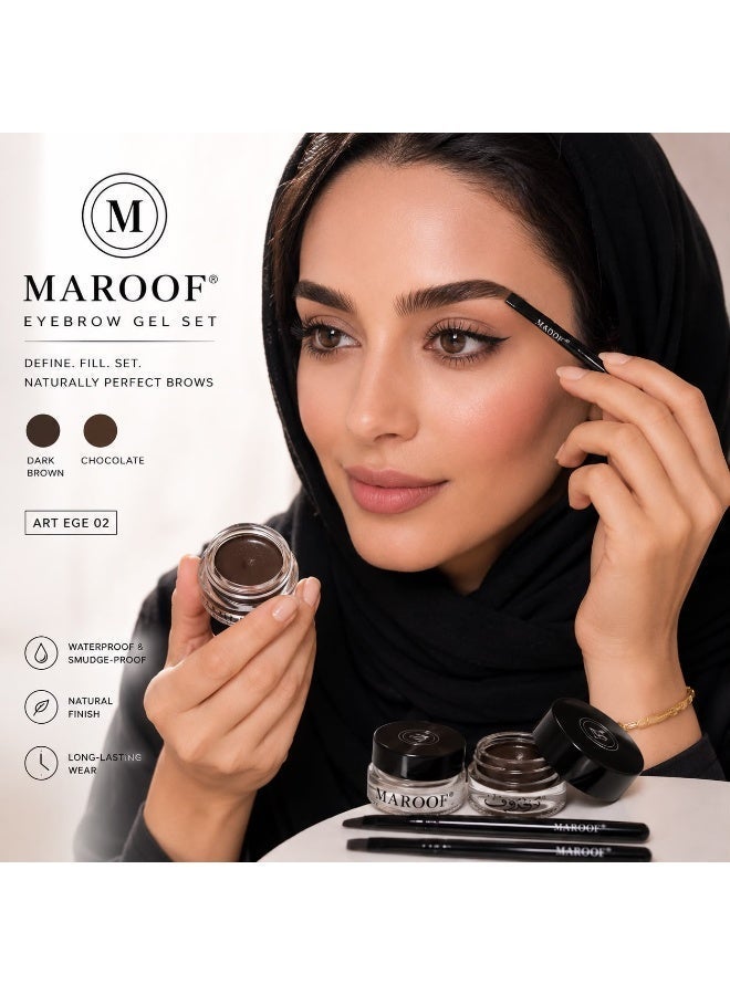 MAROOF Eyebrow Gel Set 2PCS – Dark Brown & Chocolate | Long-Lasting Brow Makeup - Image 2