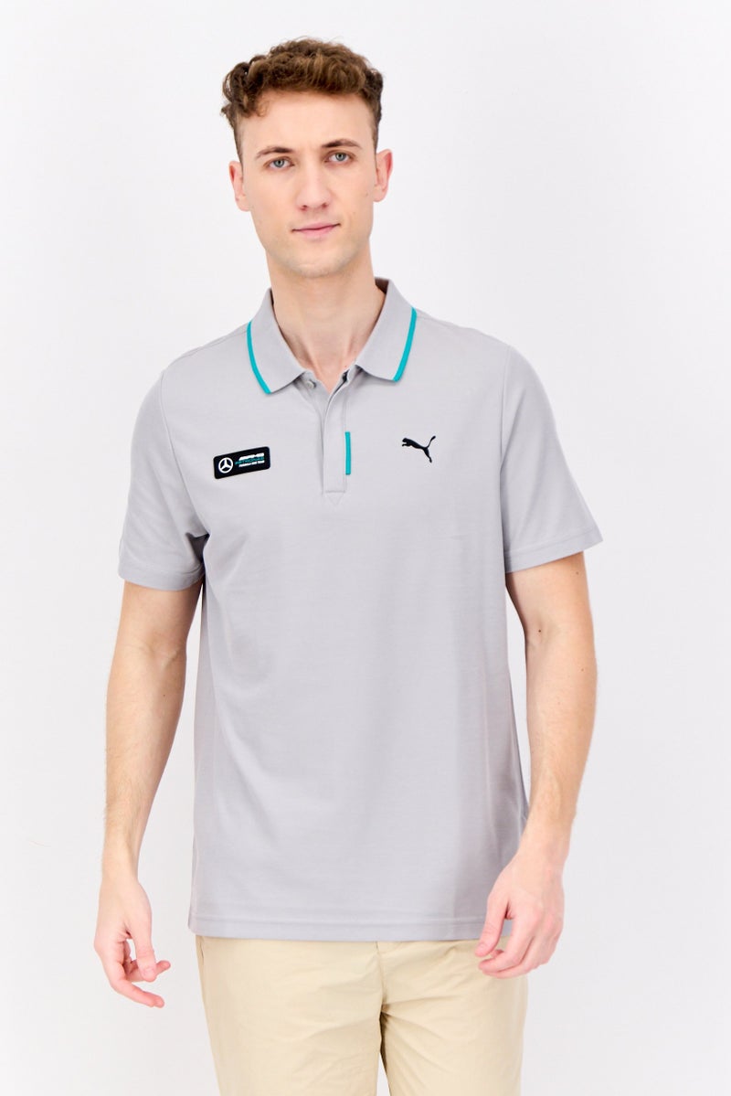PUMA Men Sportswear Fit Short Sleeves AMG Petronas F1 Outdoor Polo Shirt, Grey  - Image 1