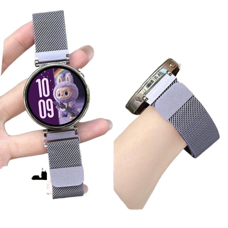 LL سوار ساعة ذكية سوار نايلون حلقي متوافق مع Samsung Galaxy Watch 7 Classic بملاءمة قابلة للتعديل وحزام بديل للاستخدام اليومي باللون بنفسجي قابل للتعديل باللون البنفسجي - Image 1