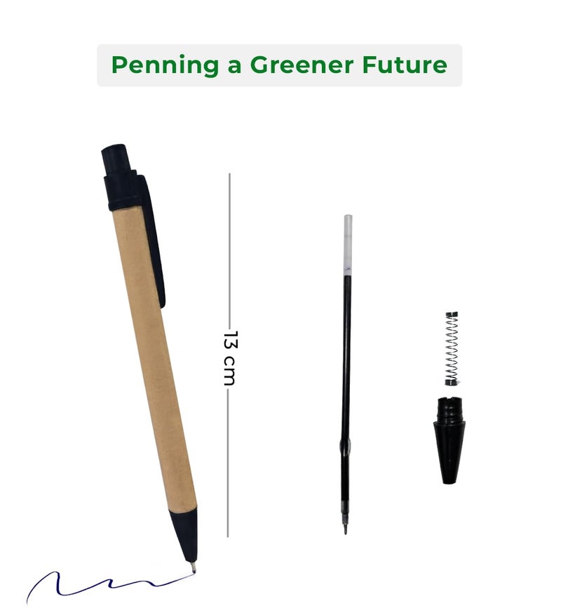 clayherbs Pack-100 Blue Ink Pen | Sustainable Pens | Eco-Friendly | Paper Pen | Biodegradable | Bulk Pens For Hotels, Office and Schools | made with Recycled Kraft Paper (Color May Vary) - Image 3