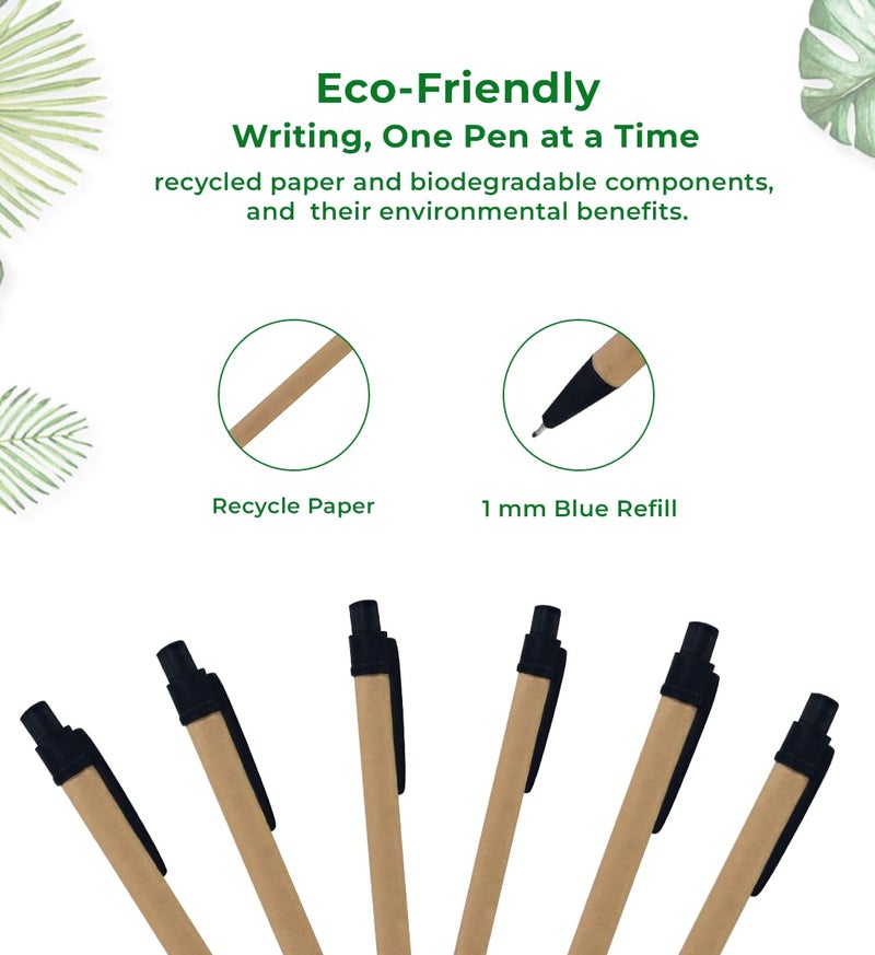 clayherbs Pack-100 Blue Ink Pen | Sustainable Pens | Eco-Friendly | Paper Pen | Biodegradable | Bulk Pens For Hotels, Office and Schools | made with Recycled Kraft Paper (Color May Vary) - Image 4