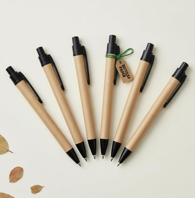 clayherbs Pack-100 Blue Ink Pen | Sustainable Pens | Eco-Friendly | Paper Pen | Biodegradable | Bulk Pens For Hotels, Office and Schools | made with Recycled Kraft Paper (Color May Vary) - Image 1