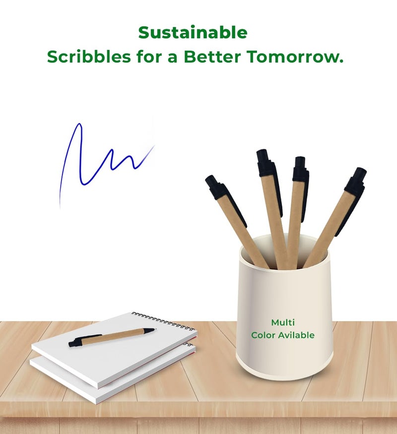 clayherbs Pack-100 Blue Ink Pen | Sustainable Pens | Eco-Friendly | Paper Pen | Biodegradable | Bulk Pens For Hotels, Office and Schools | made with Recycled Kraft Paper (Color May Vary) - Image 2