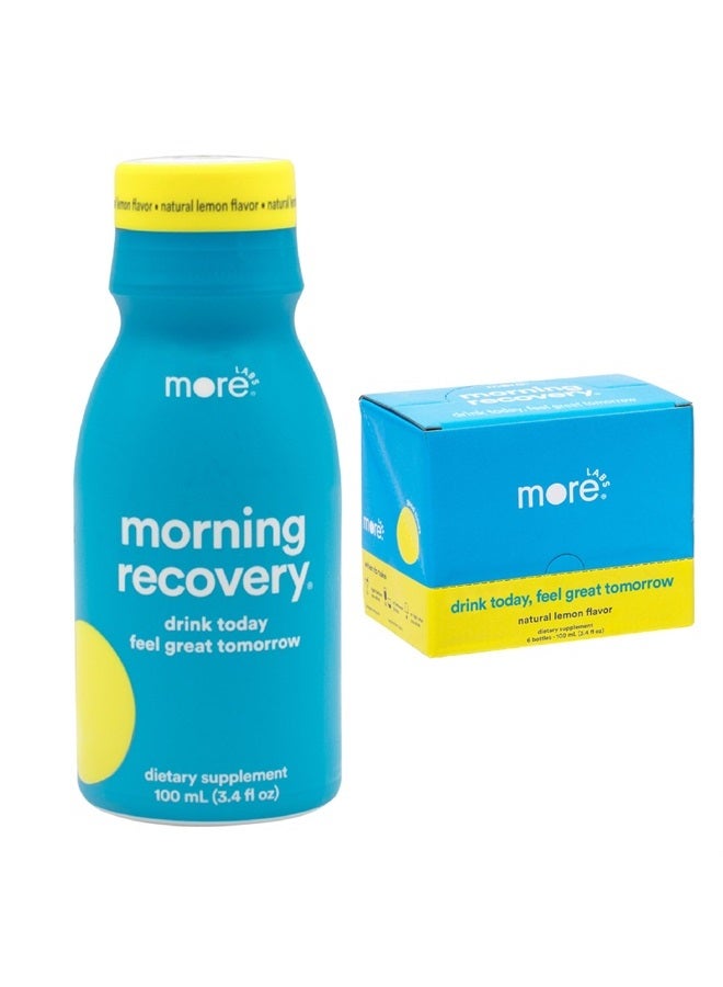More Labs Morning Recovery Electrolyte, Milk Thistle Drink Proprietary Formulation to Hydrate While Drinking for Morning Recovery, Highly Soluble Liquid DHM, Original Lemon, Pack of 6 - Image 1