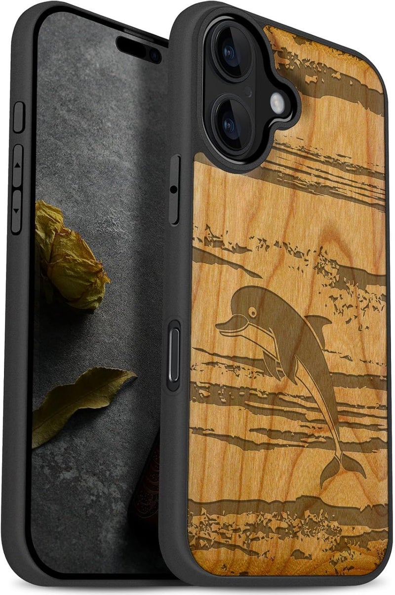 Well-engineered versatile build Carveit Magnetic Wooden Case for iPhone 17 Case, Wood Artisan Engraved & Black Soft TPU Shockproof Cover, Compatible with MagSafe Wireless Chargers (Dolphin Leap Waves) Cherry Surface safe KSA market popular practical build Single & bulk storage compatible Fine polished finish Flexible anti-break All storage space compatible Varied available picks Multi option design Changing environment compatible Simple multi-feature practical build Modern warehouse management Cross part assemble fit High strength upgraded material Gulf climate upgraded quality Local market compliant trusted quality Small apartment fit Proper storage environment Market need oriented construction Home & professional compatible Protective coating Local trackable shipment Globally trusted affordable quality In-Kingdom stored commodity Global versatile design - Image 1