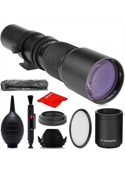 500mm/1000mm f/8 Manual Telephoto Lens for Nikon F-Mount D6, D5, D4, DF, D850, D810, D780, D750, D700, D610, D500, D7500, D7200, D7100, D5600, D5500, D5300, D5200, D3500, D3400, D3300, D3200