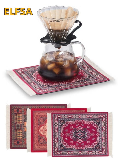 3 Pieces Coffee Mat Coffee Cup Mat Coffee Mug MatTable Mat Mouse Pad Rubber Rectangle 26.5x18x0.5 cm
Red