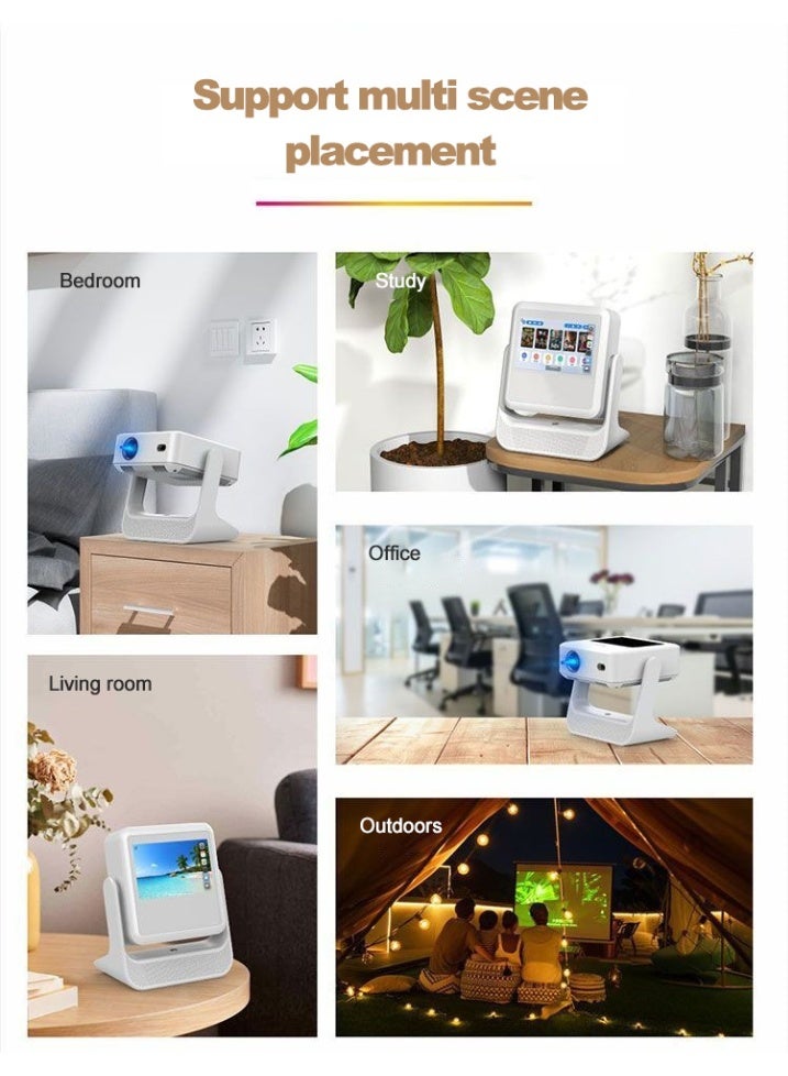 BlueFire A2 PRO Special Screens Smart Touch Projector | Dual 7" Touch & 2.7" LCD Screen Portable Android Projector | 4K Supported 720p HD, 200" Giant Screen, Auto-Focus, Keystone Correction, 180° Rotatable, 5G WiFi, Bluetooth, Dual Speakers for Home Theater & Gaming - Image 5