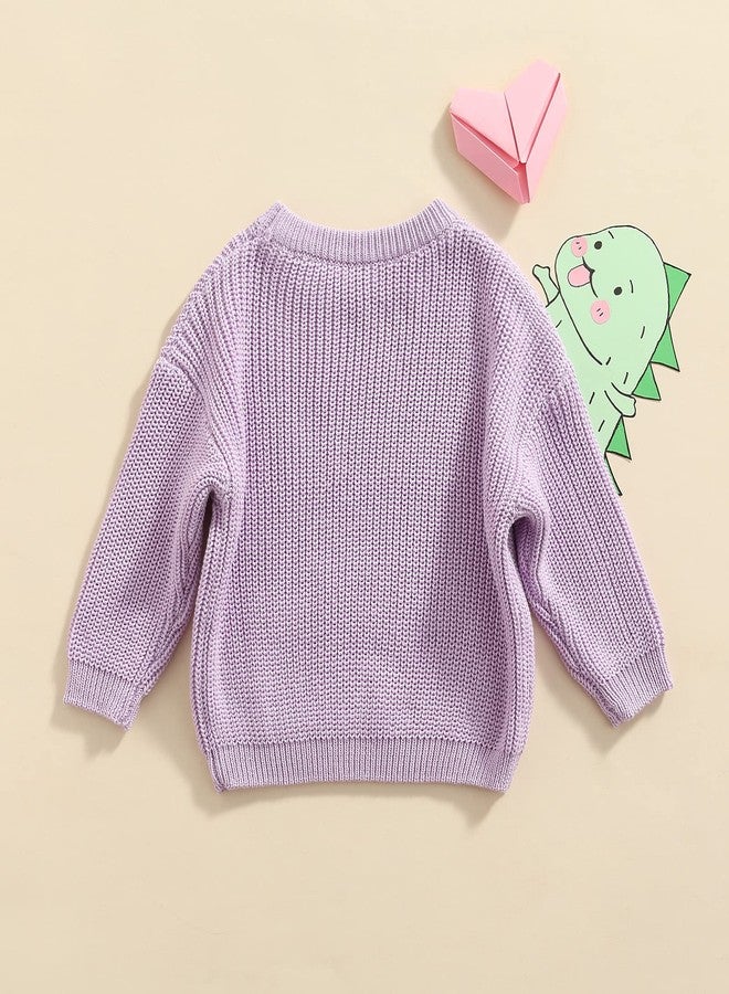 Yoawdats Toddler Baby Girl Boy Long Sleeve Knit Sweater Cute Round Neck Pullover Fall Winter Warm Tops Clothes (Light Purple, 9-12 Months) - Image 4