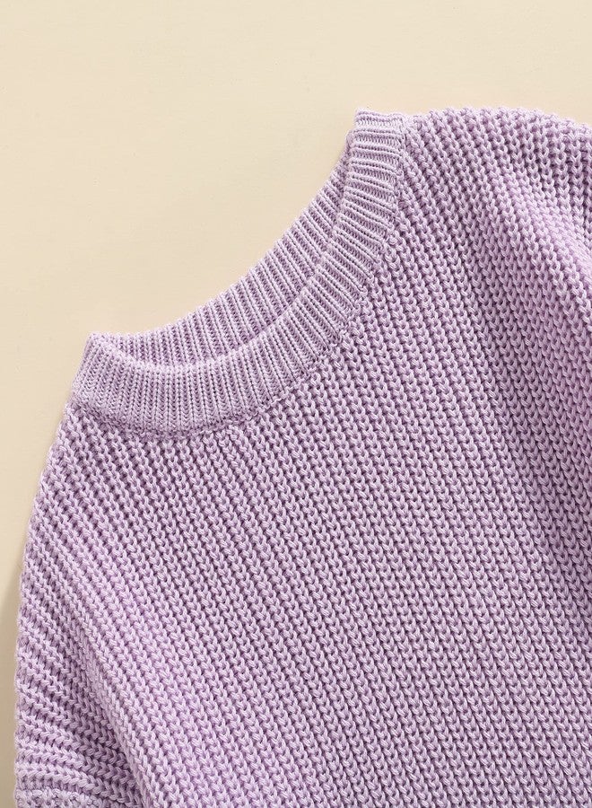 Yoawdats Toddler Baby Girl Boy Long Sleeve Knit Sweater Cute Round Neck Pullover Fall Winter Warm Tops Clothes (Light Purple, 9-12 Months) - Image 5