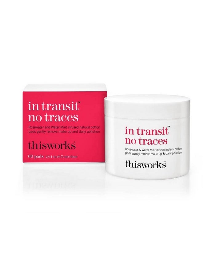 ThisWorks thisworks in transit no traces, Rosewater and Mint Infused Facial Cleansing Pads, Gently Removes Make-Up and Dirt, 60 Pads  - Image 1