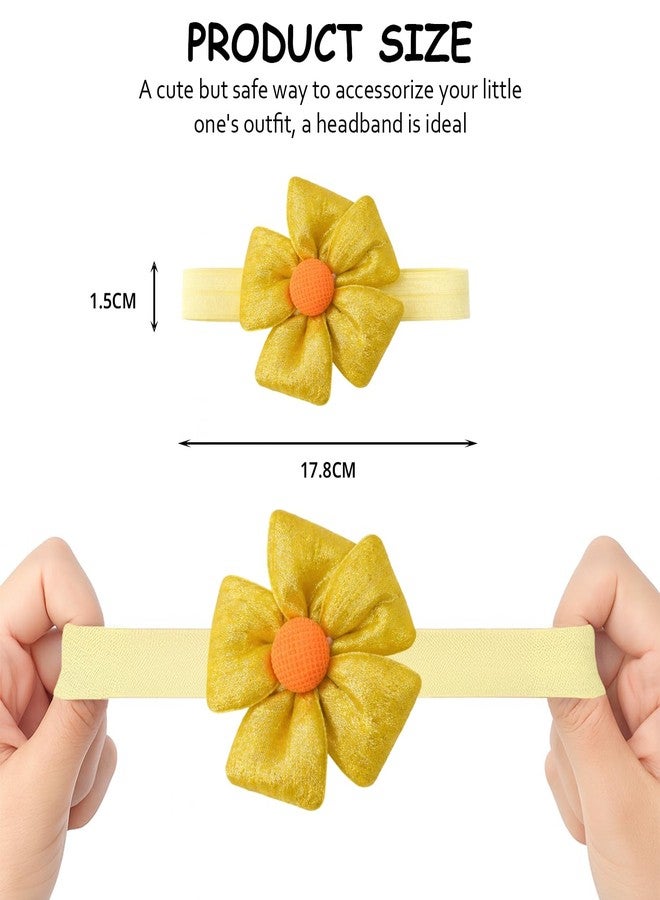 SYGA Baby Headband Set Pack of 3 for Girls 0–3 Years | Soft Stretchable Flower & Bow Hairbands | Comfortable Non-Slip Infant & Toddler Hair Accessories(STYLE-06) - Image 4
