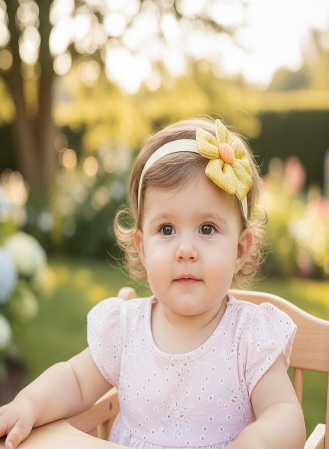 SYGA Baby Headband Set Pack of 3 for Girls 0–3 Years | Soft Stretchable Flower & Bow Hairbands | Comfortable Non-Slip Infant & Toddler Hair Accessories(STYLE-06) - Image 3