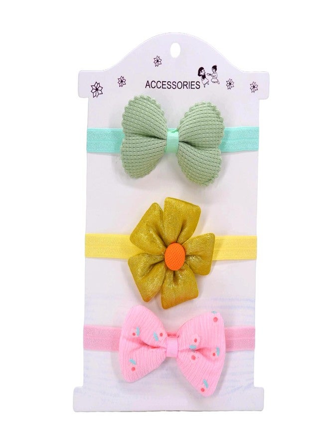 SYGA Baby Headband Set Pack of 3 for Girls 0–3 Years | Soft Stretchable Flower & Bow Hairbands | Comfortable Non-Slip Infant & Toddler Hair Accessories(STYLE-06) - Image 1