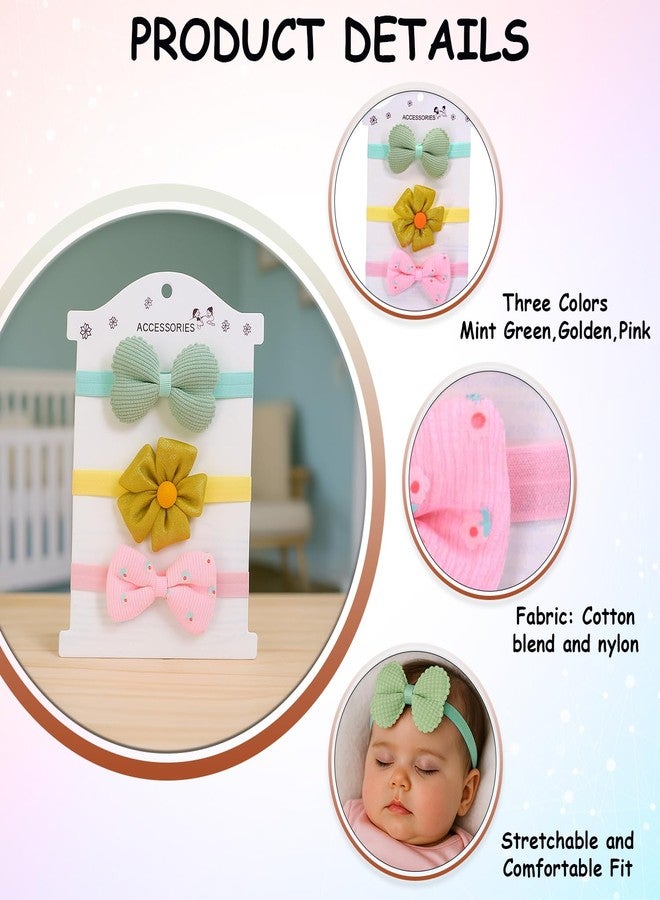 SYGA Baby Headband Set Pack of 3 for Girls 0–3 Years | Soft Stretchable Flower & Bow Hairbands | Comfortable Non-Slip Infant & Toddler Hair Accessories(STYLE-06) - Image 5