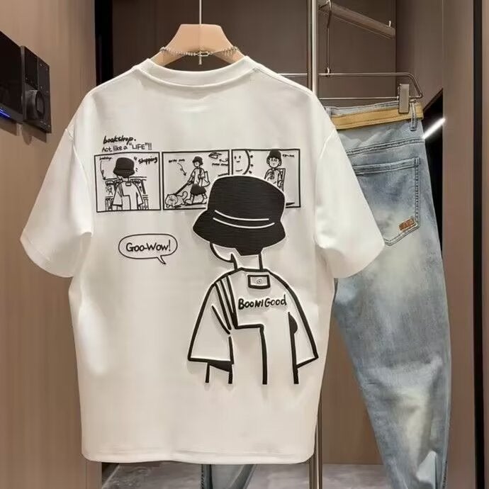 Supply Combed Cotton T-Shirt Men'S Summer Loose Large Size Men'S Trendy Fashion T-Shirt Men - Image 5