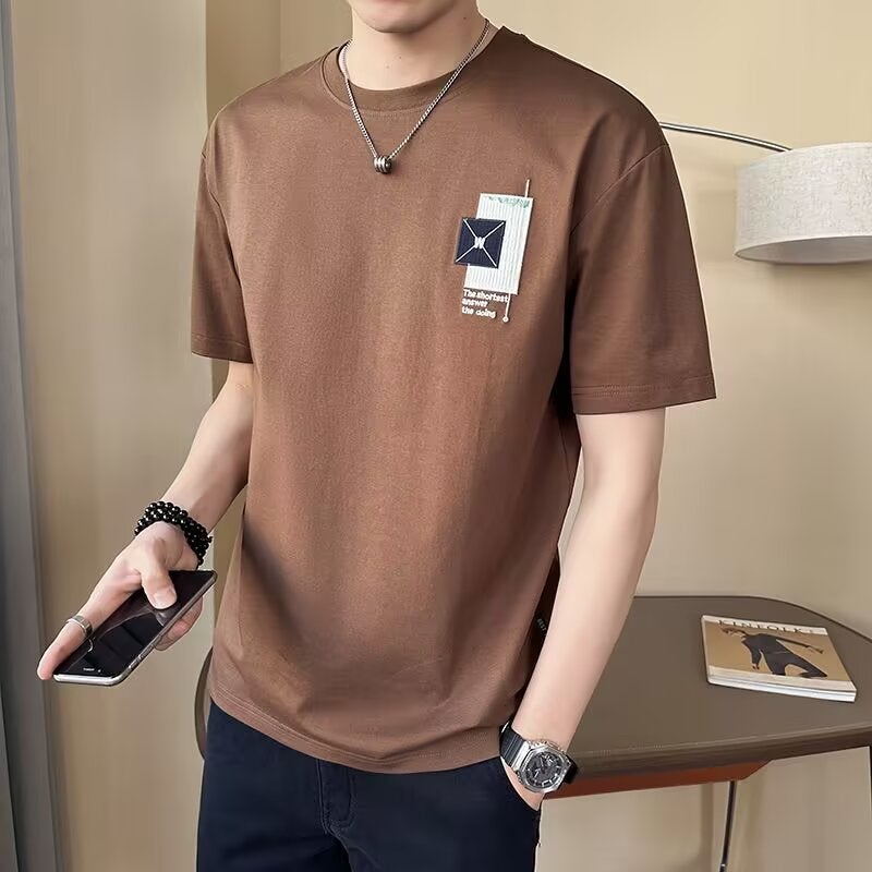 Supply Combed Cotton T-Shirt Men'S Summer Loose Large Size Men'S Trendy Fashion T-Shirt Men - Image 2
