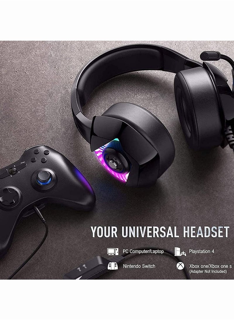 AccLoo - PS4 Gaming Headset with Mic,7.1 Surround Sound & Blue Light,with Noise Canceling for PS4, PC, Mac, weidi gaming - Image 1
