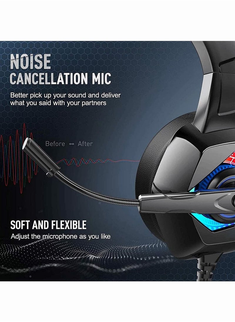 AccLoo - PS4 Gaming Headset with Mic,7.1 Surround Sound & Blue Light,with Noise Canceling for PS4, PC, Mac, weidi gaming - Image 1