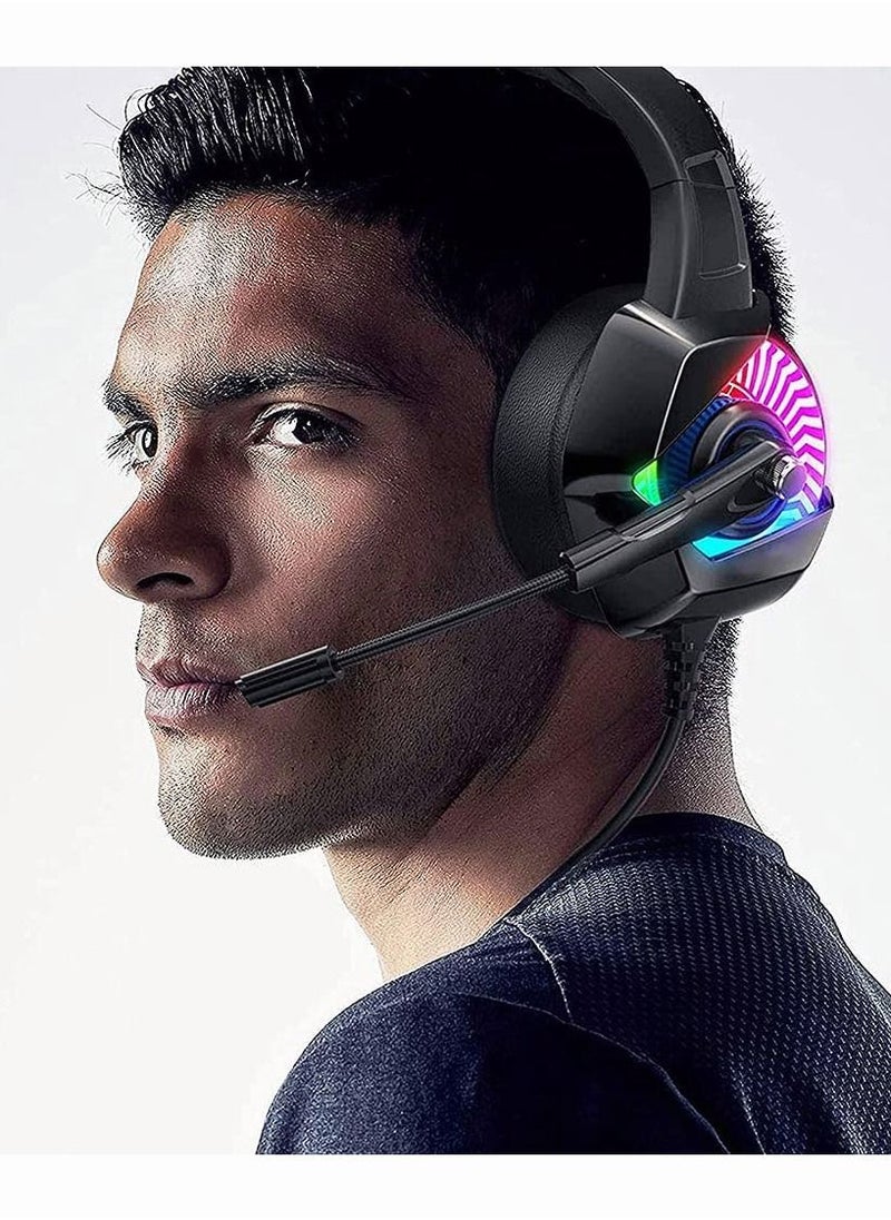 AccLoo - PS4 Gaming Headset with Mic,7.1 Surround Sound & Blue Light,with Noise Canceling for PS4, PC, Mac, weidi gaming - Image 1