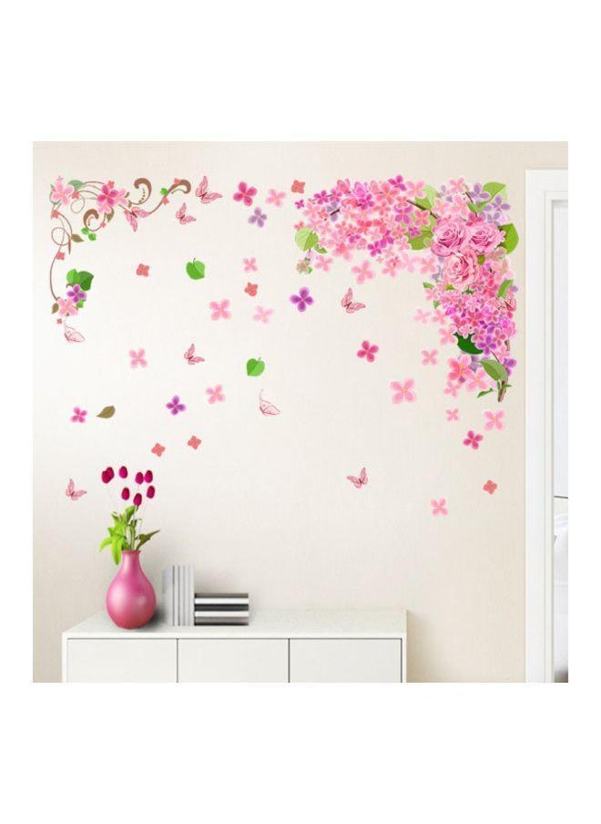 Generic - Decorative Flower And Butterfly Design Wall Sticker Pink/Blue/Green 60x90centimeter - Image 1