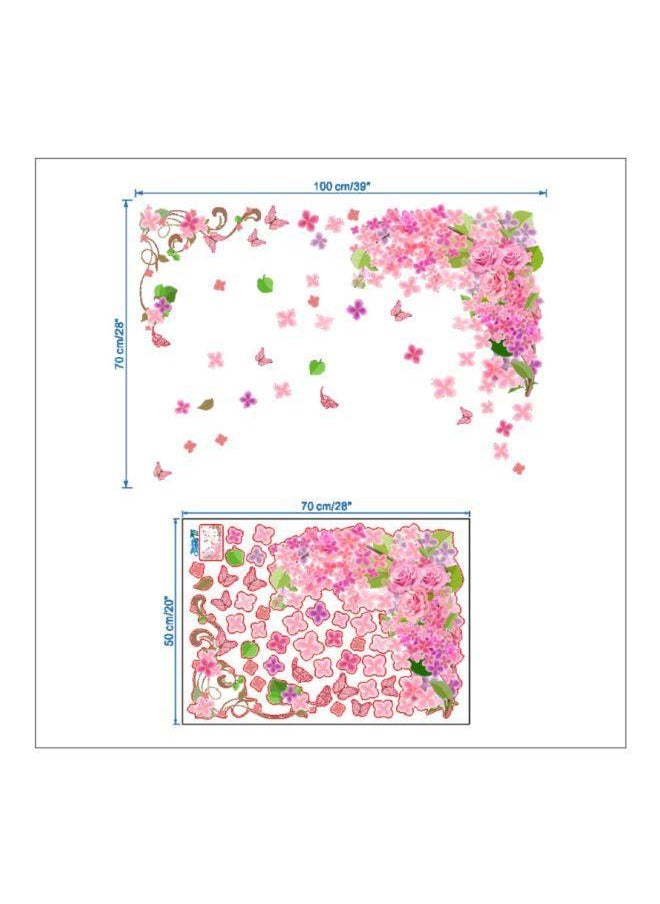 Generic - Decorative Flower And Butterfly Design Wall Sticker Pink/Blue/Green 60x90centimeter - Image 1