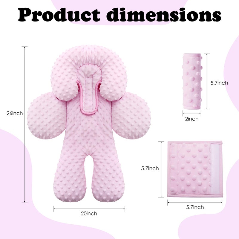 Pro Goleem Infant Car Seat Head Neck Body Support, Ultra-Soft Minky and Microfiber Car Seat Strap Pads, Perfect for Stroller, 2-in-1 Reversible, Girls, Pink - Image 5
