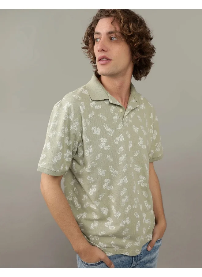 American Eagle Printed Pique Polo Shirt
