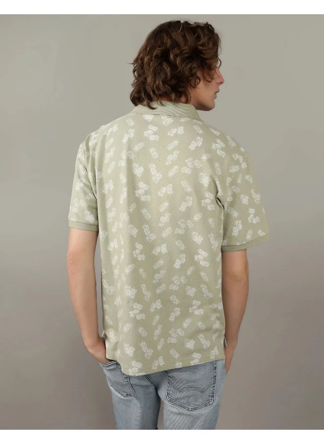 American Eagle Printed Pique Polo Shirt