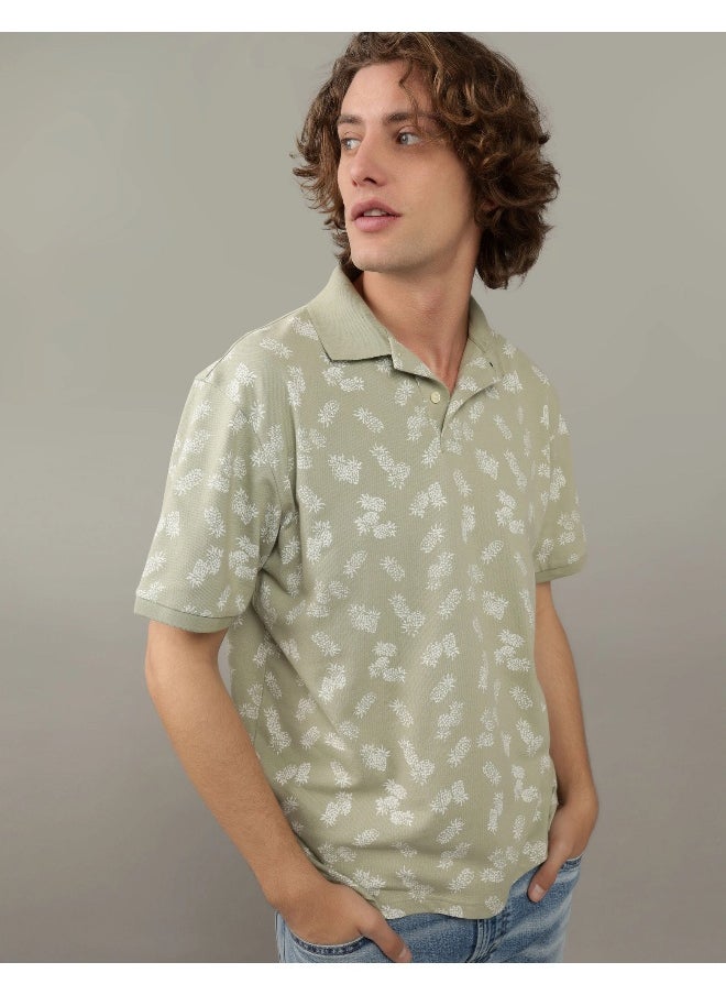 American Eagle Printed Pique Polo Shirt  - Image 1