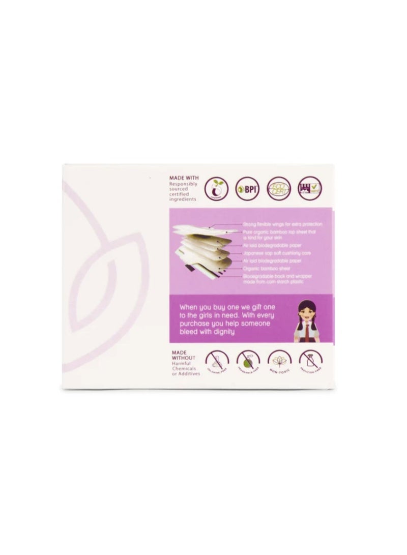 LiZZOM Organic Ultra Thin Regular Sanitary Pads with Wings, 10 Count, Bamboo Top Sheet, Biodegradable Back Sheet - Image 2