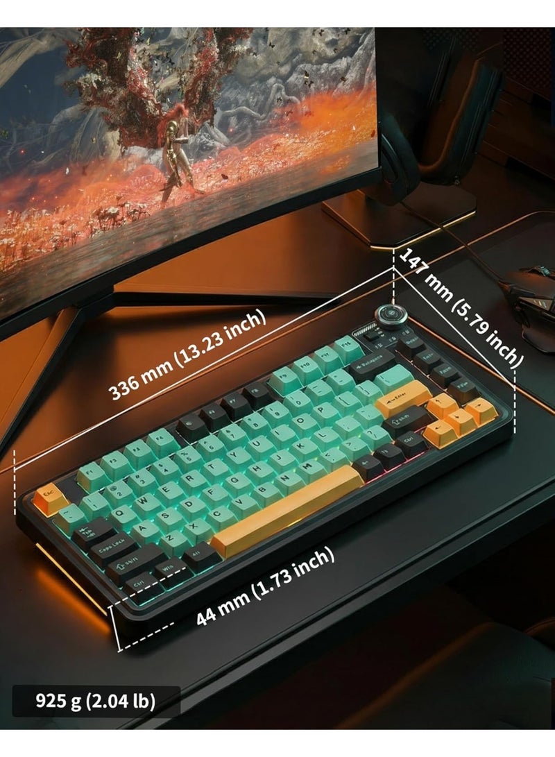 AULA لوحة مفاتيح ميكانيكية لاسلكية ثلاثية الوضع AU75 بتصميم مدمج 75% – لوحة مفاتيح للألعاب قابلة للتبديل مع مفتاح بلومفيلد، بلوتوث، 2.4GHz ووضع سلكي، إضاءة خلفية RGB للألعاب، الكمبيوتر الشخصي واستخدام المكتب - Image 3