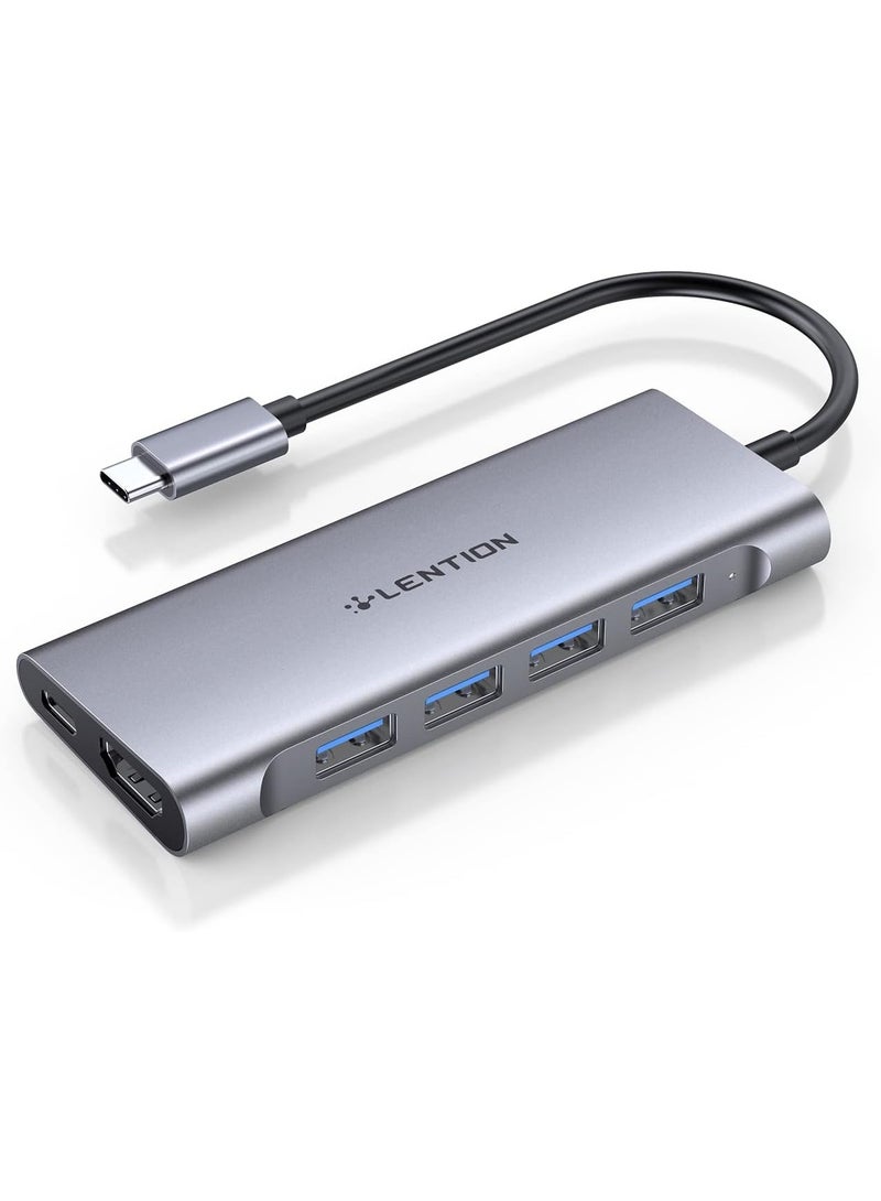 LENTION USB-C Hub Multiport with 4K HDMI, 100W PD, 4 USB 3.0, Type C Charging Compatible 2025-2016 MacBook Pro, New Mac Air & Surface, Chromebook, More,... - Image 1