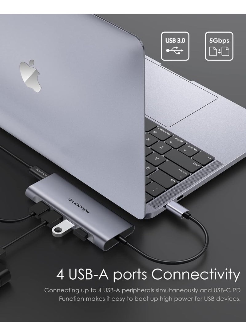 LENTION USB-C Hub Multiport with 4K HDMI, 100W PD, 4 USB 3.0, Type C Charging Compatible 2025-2016 MacBook Pro, New Mac Air & Surface, Chromebook, More,... - Image 4