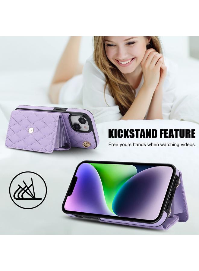 S-TOP Case For iPhone 14 Crossbody Rhombic Horizontal Wallet Leather Phone Case - Image 3