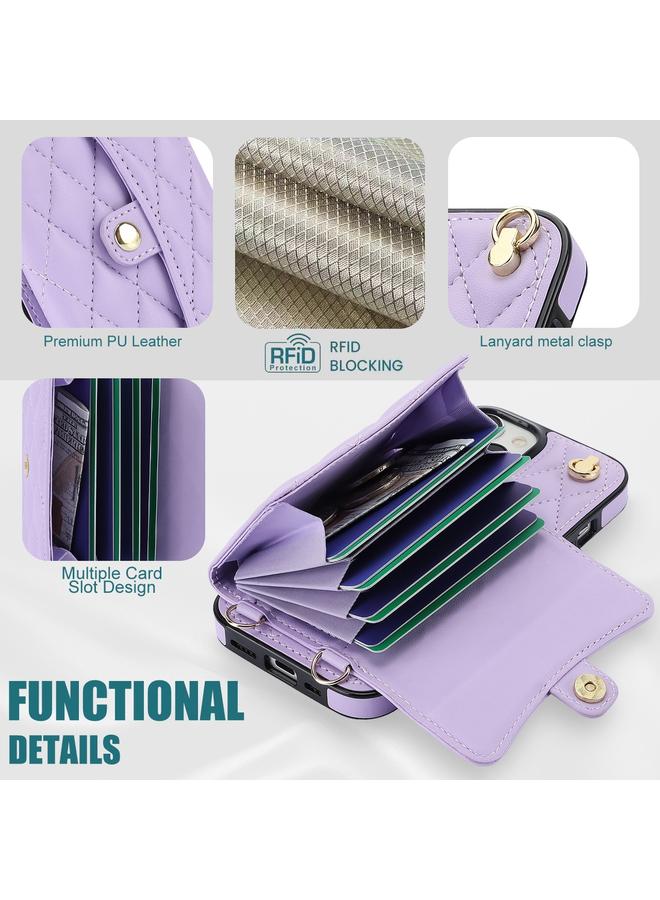 S-TOP Case For iPhone 14 Crossbody Rhombic Horizontal Wallet Leather Phone Case - Image 5