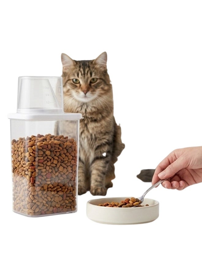 Airtight 870ml Pet Dry Food Storage Container - Airtight Cat and Dog Food Storage Container for Dry Ingredients and Assorted Foods - Transparent Design - Image 1