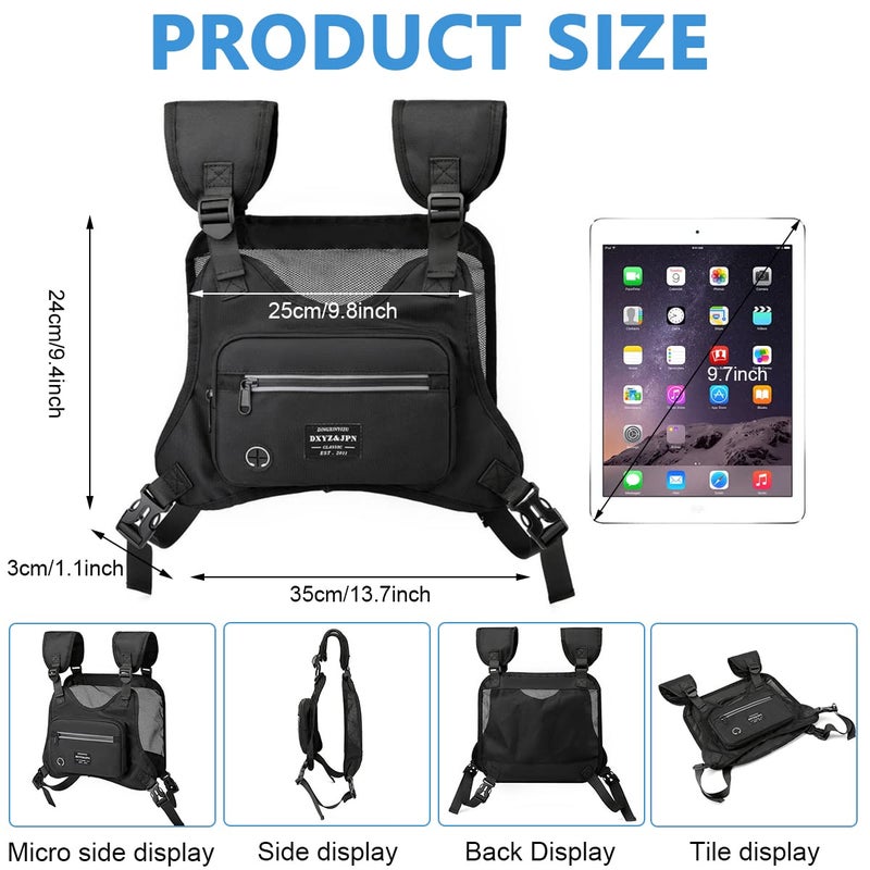 Optifit حقيبة صدر للرجال والنساء، سترة تكتيكية أنيقة لحقيبة الصدر للرجال، حقيبة قابلة للتعديل لحقيبة الصدر للرحلات، التخييم، الجري الليلي، التمارين - Image 2