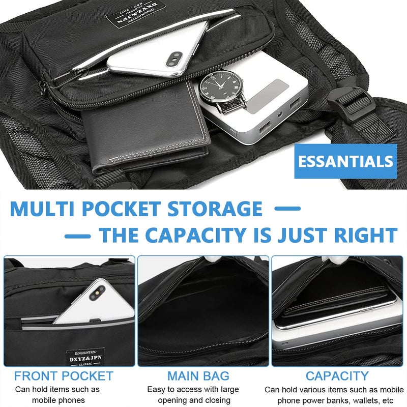 Optifit حقيبة صدر للرجال والنساء، سترة تكتيكية أنيقة لحقيبة الصدر للرجال، حقيبة قابلة للتعديل لحقيبة الصدر للرحلات، التخييم، الجري الليلي، التمارين - Image 4