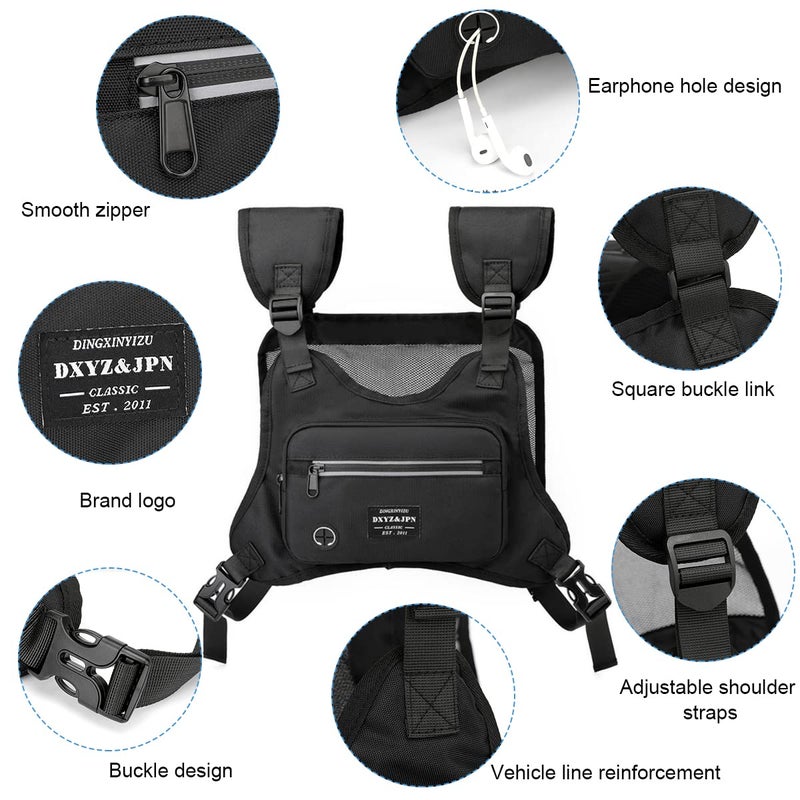 Optifit حقيبة صدر للرجال والنساء، سترة تكتيكية أنيقة لحقيبة الصدر للرجال، حقيبة قابلة للتعديل لحقيبة الصدر للرحلات، التخييم، الجري الليلي، التمارين - Image 3