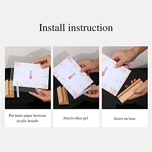 TONICE® 3 Pack 8.5X11 Acrylic Sign Holder T Shape Clear Acrylic Double Sided Frames with Wood Base Table Menu Display Stand Flyer Display (Optional 8.5x11/5x7 Inch L/T Shape) - Image 4